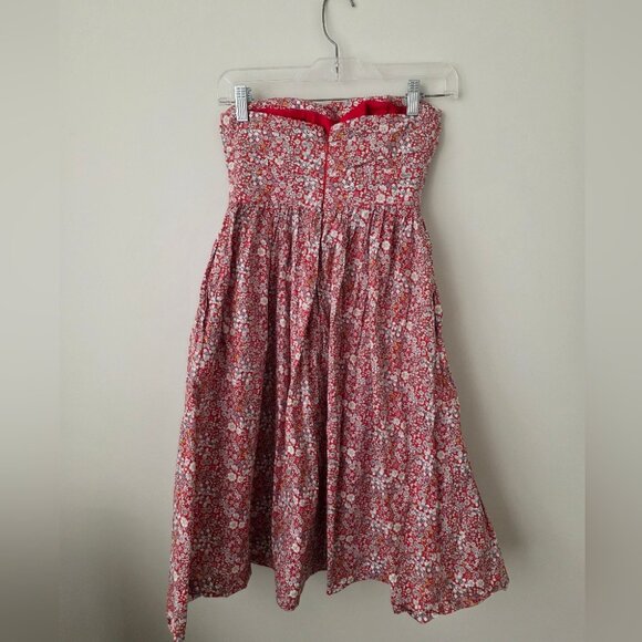 J.CREW | Liberty Tie Front Strapless Dress In Cherry Multi Floral red Sz 0P - Picture 3 of 9